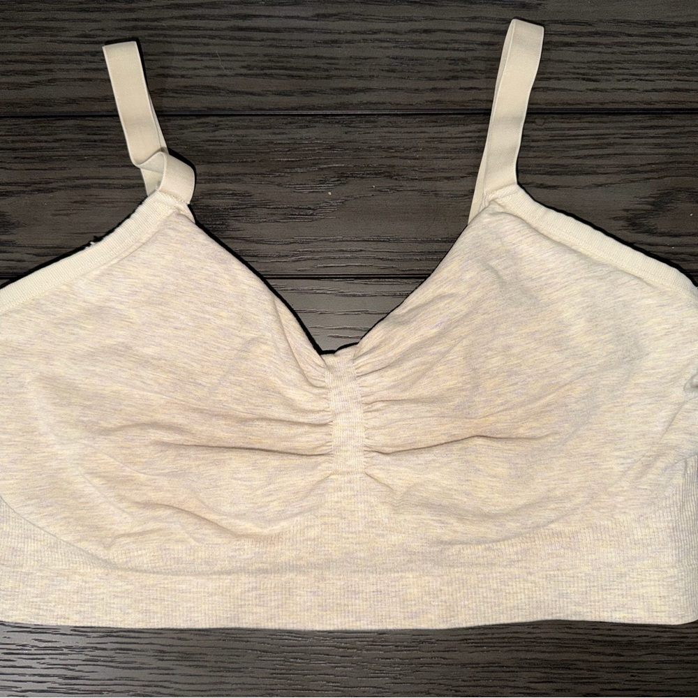 Kindred Bravely Hands-Free Pumping Bra Oatmeal Beige Tan Large Busty L-Busty